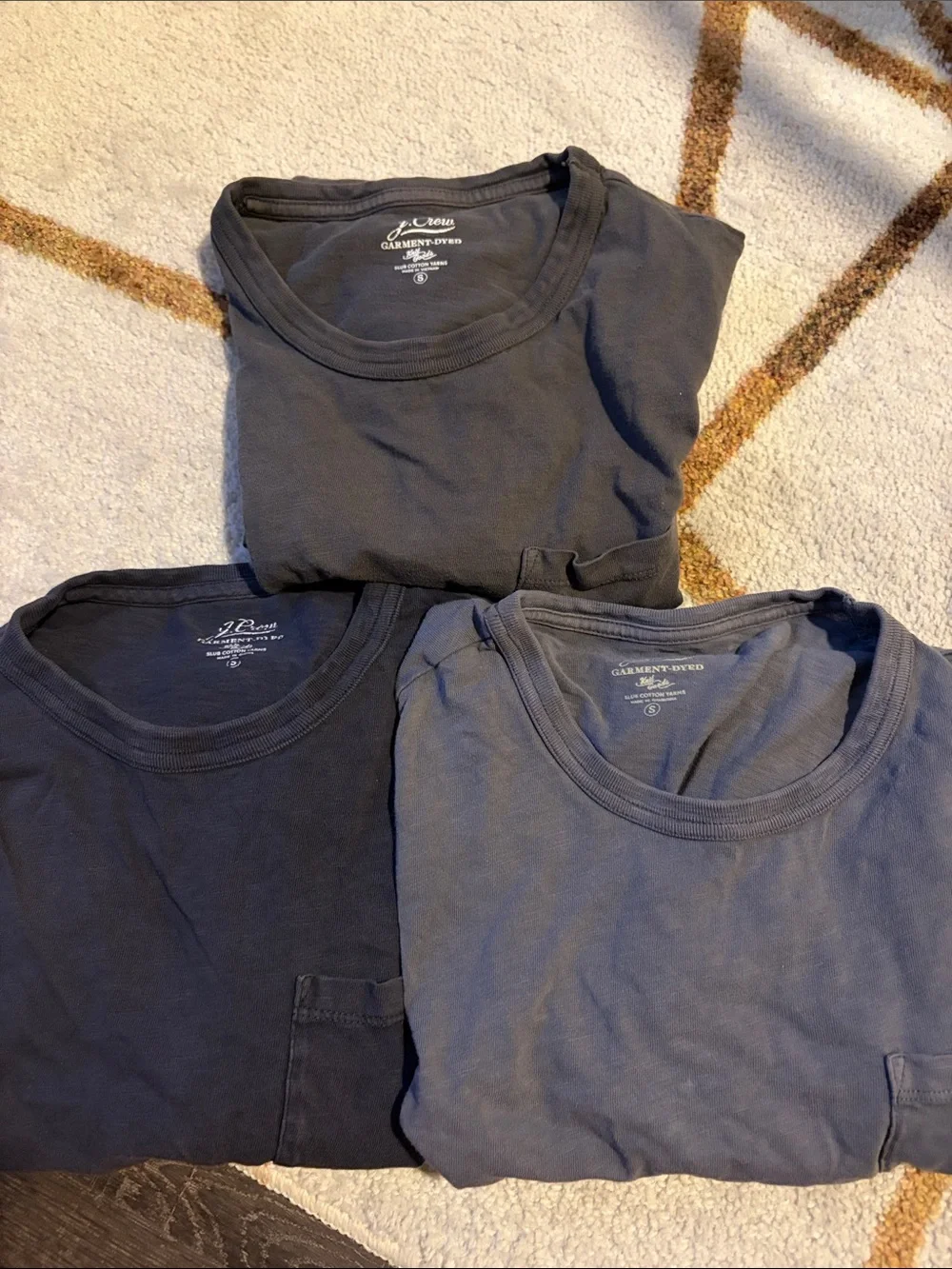 J. Crew Men's Short-Sleeve Crewneck Tees in Blue and Charcoal